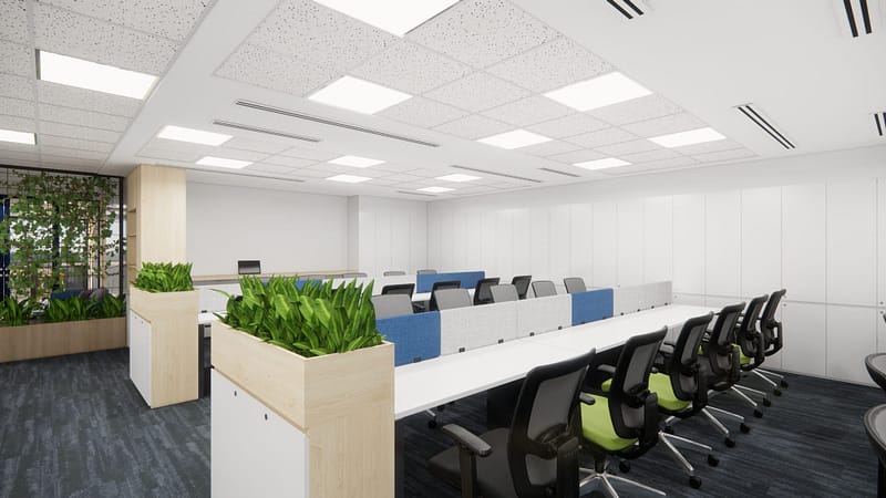 An office designed by LaPerle that adapts to the new Hybrid trend.