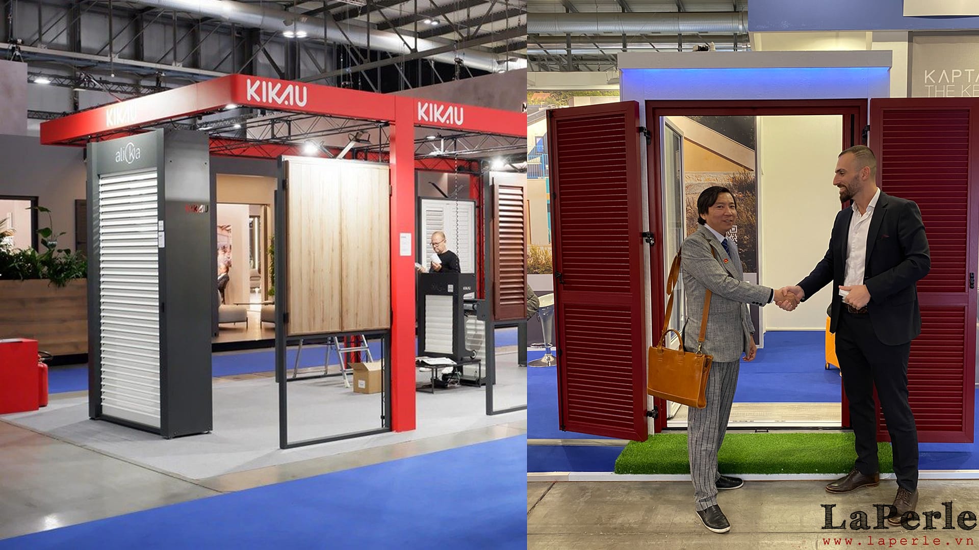 Một gian hàng trưng bày các sản phẩm cửa tại MADE Expo 2023 và là đối tác của LaPerle cho các dự án thiết kế trong tương lai